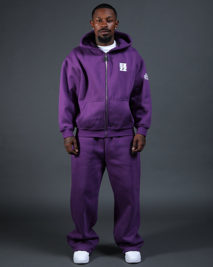 Bizz Zip Hoodie in Purple/White