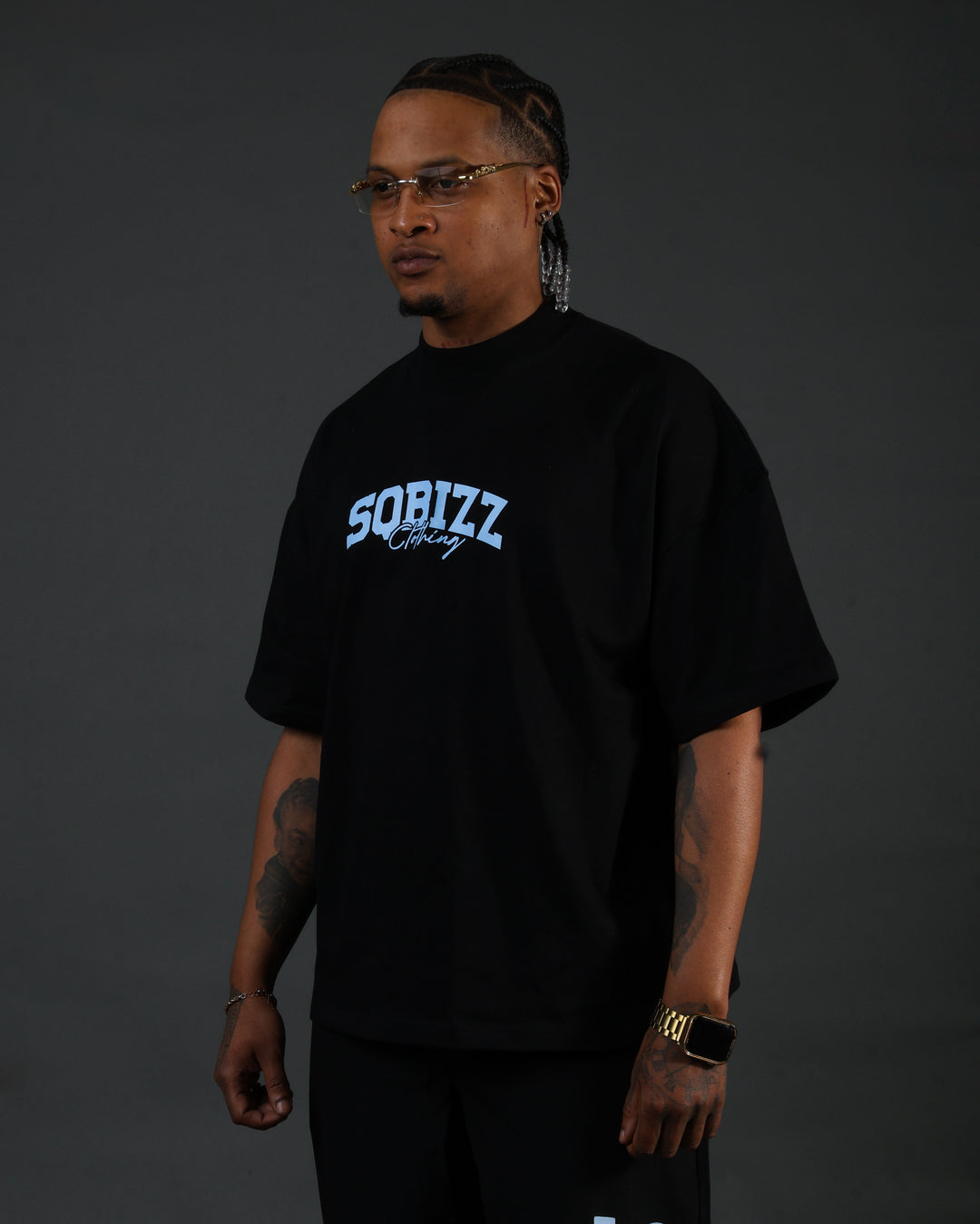 Motto Tee - Black/Babyblue
