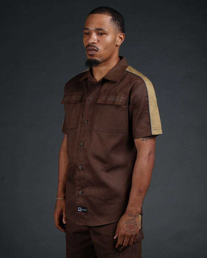 V2 Hussle Shirt in Brown/Khaki