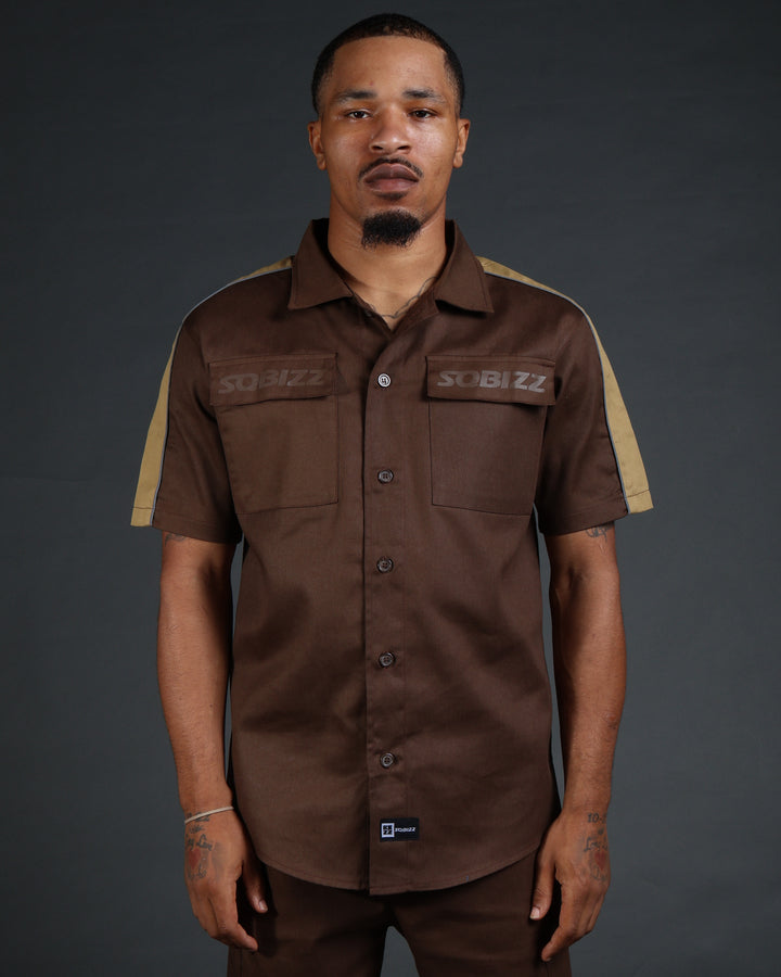 V2 Hussle Shirt in Brown/Khaki