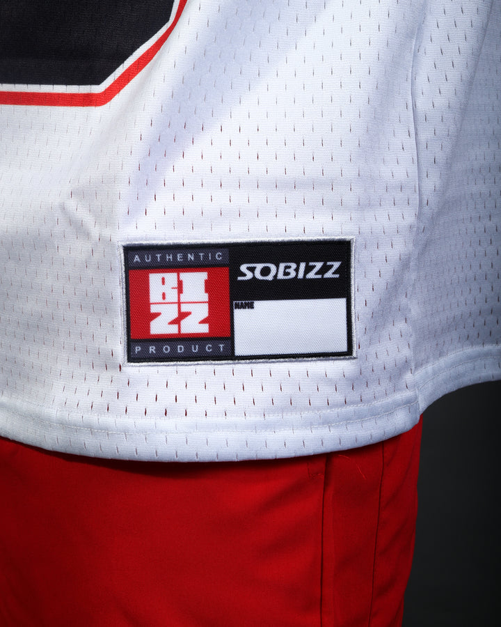 Retro Football Jersey in White/Red/Black