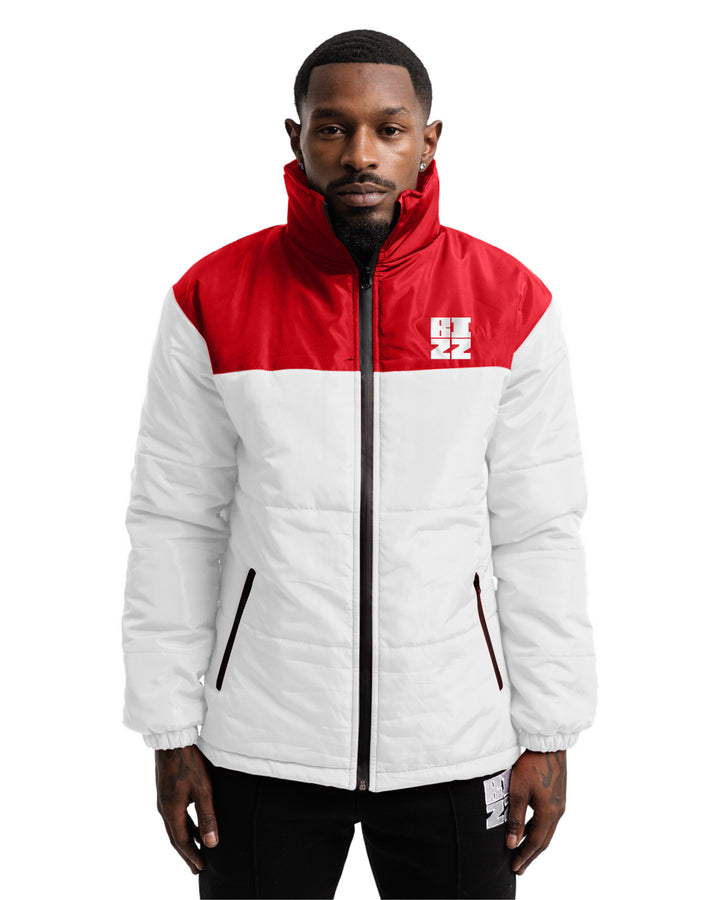 Club Puffer Jacket In White/Red