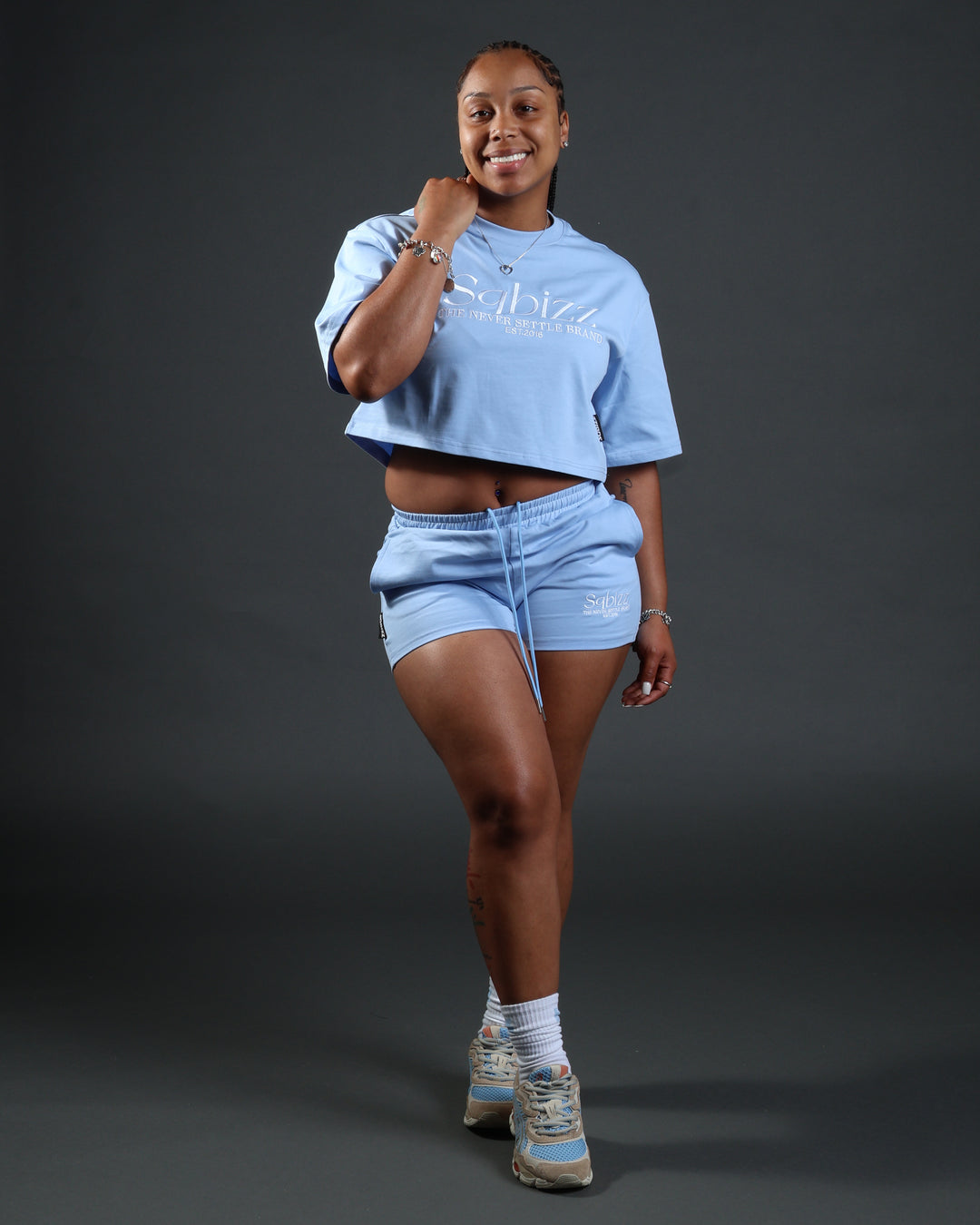 Women Prestige Shorts in Babyblue/White