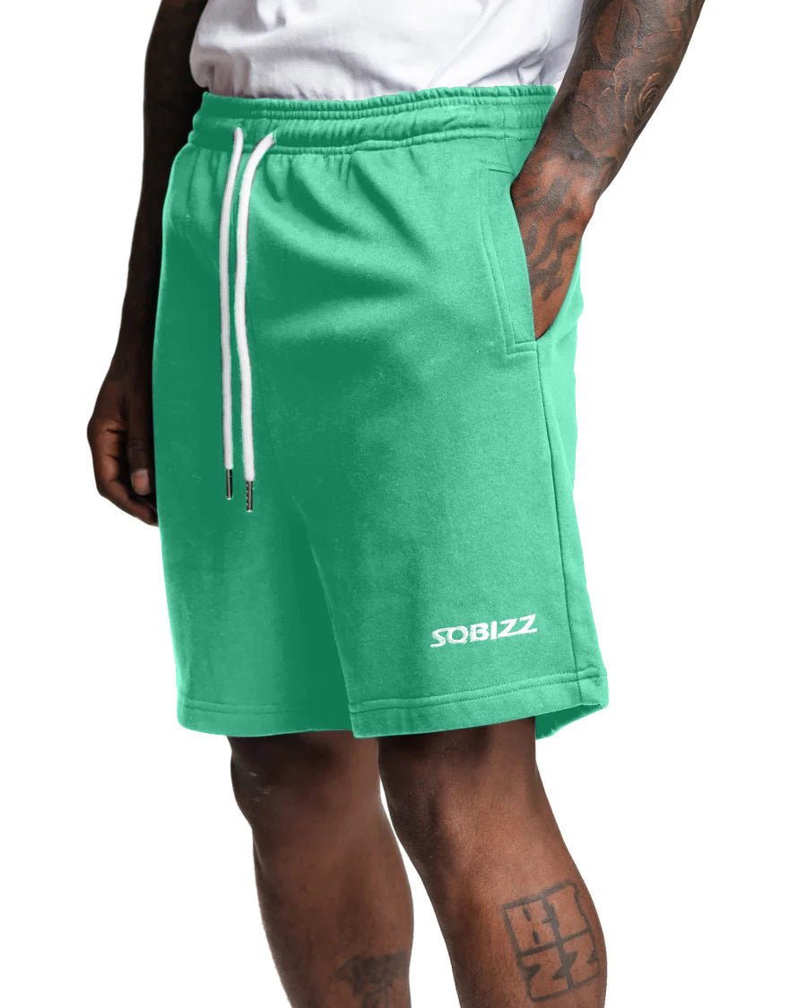 Centre Shorts in Mint Green/White