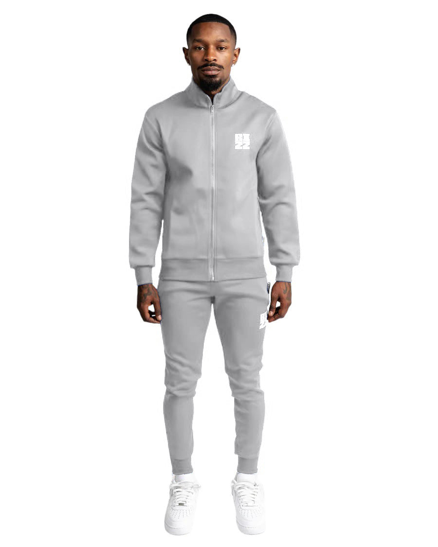 Bizz Track Jacket in Grey/White