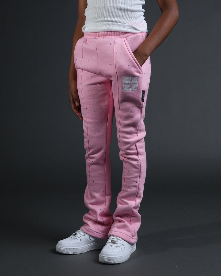 Kids Stud StackJaxx Pants in Pink/White