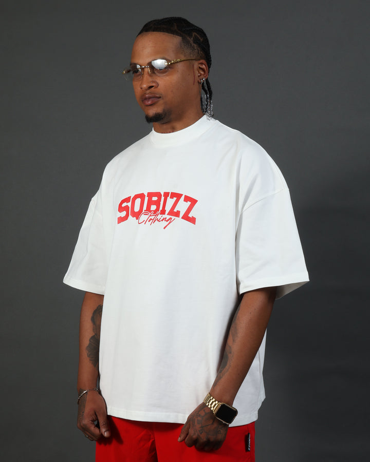 Motto Tee - White/Red