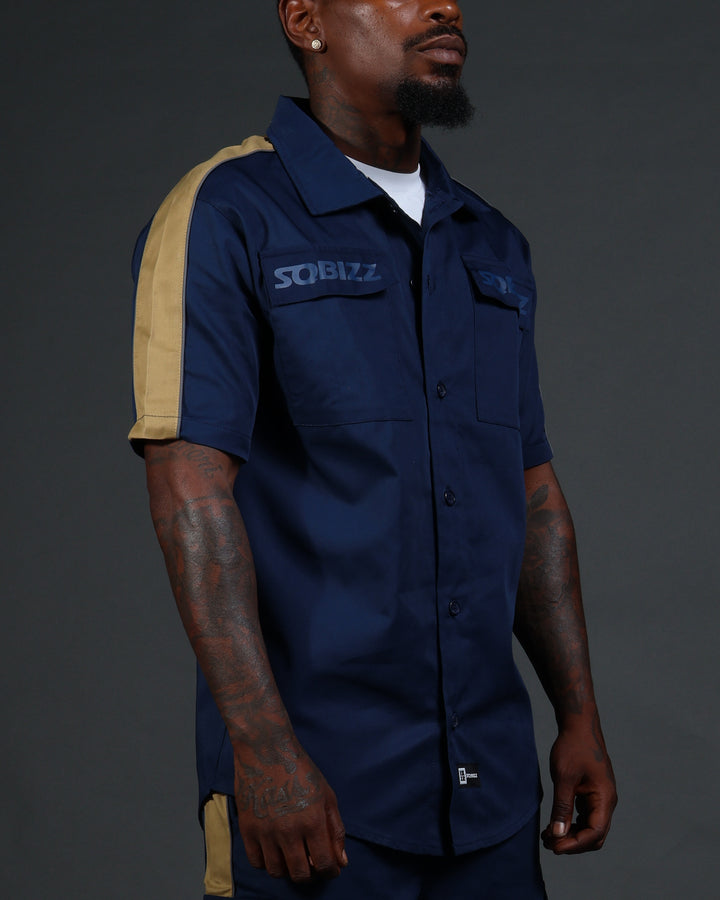 V2 Hussle Shirt in Navy/Khaki