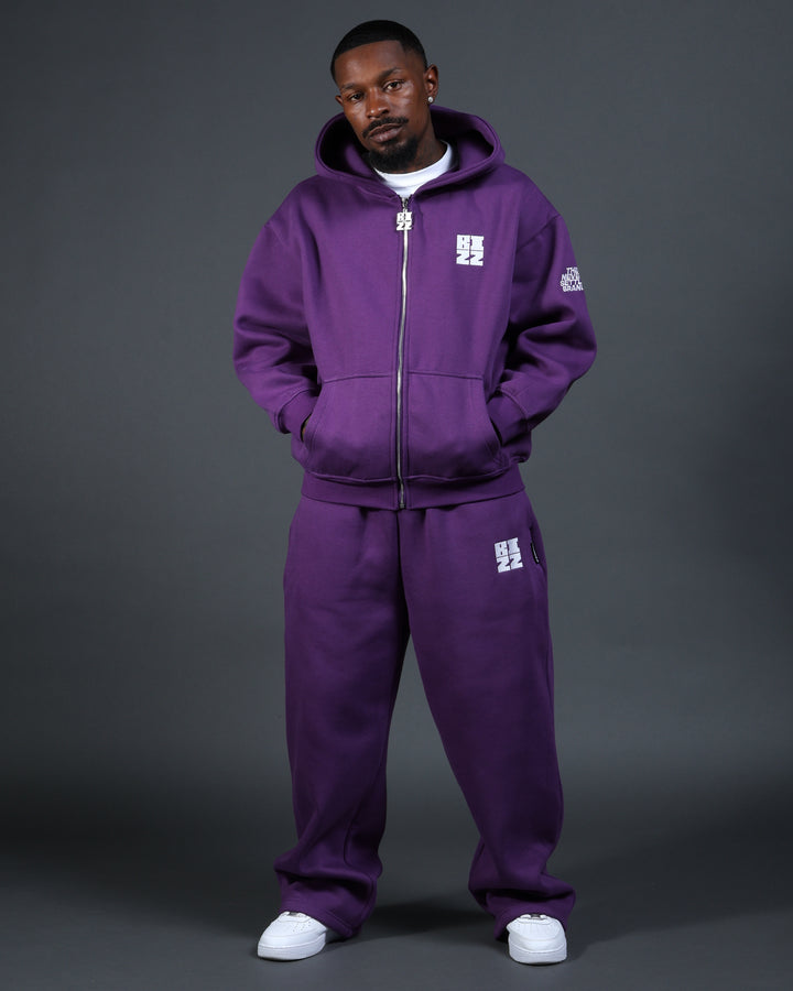 Bizz Zip Hoodie in Purple/White