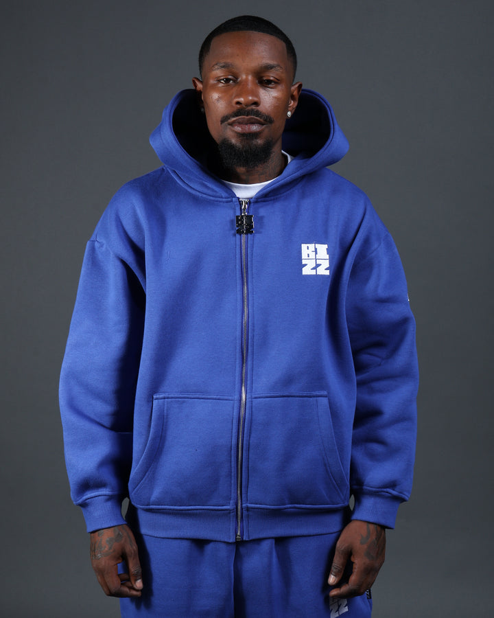 Bizz Zip Hoodie in Royal/White
