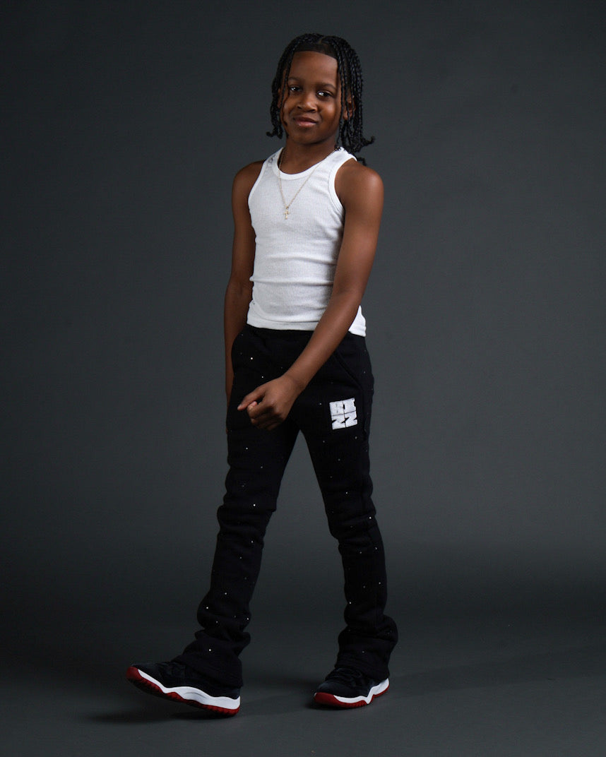 Kids Stud StackJaxx Pants in Black/White