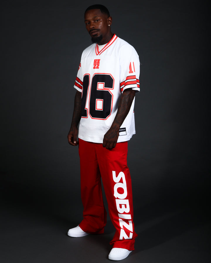 Retro Football Jersey in White/Red/Black