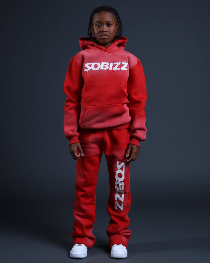 Kids Summit Sweatpants in Red/White
