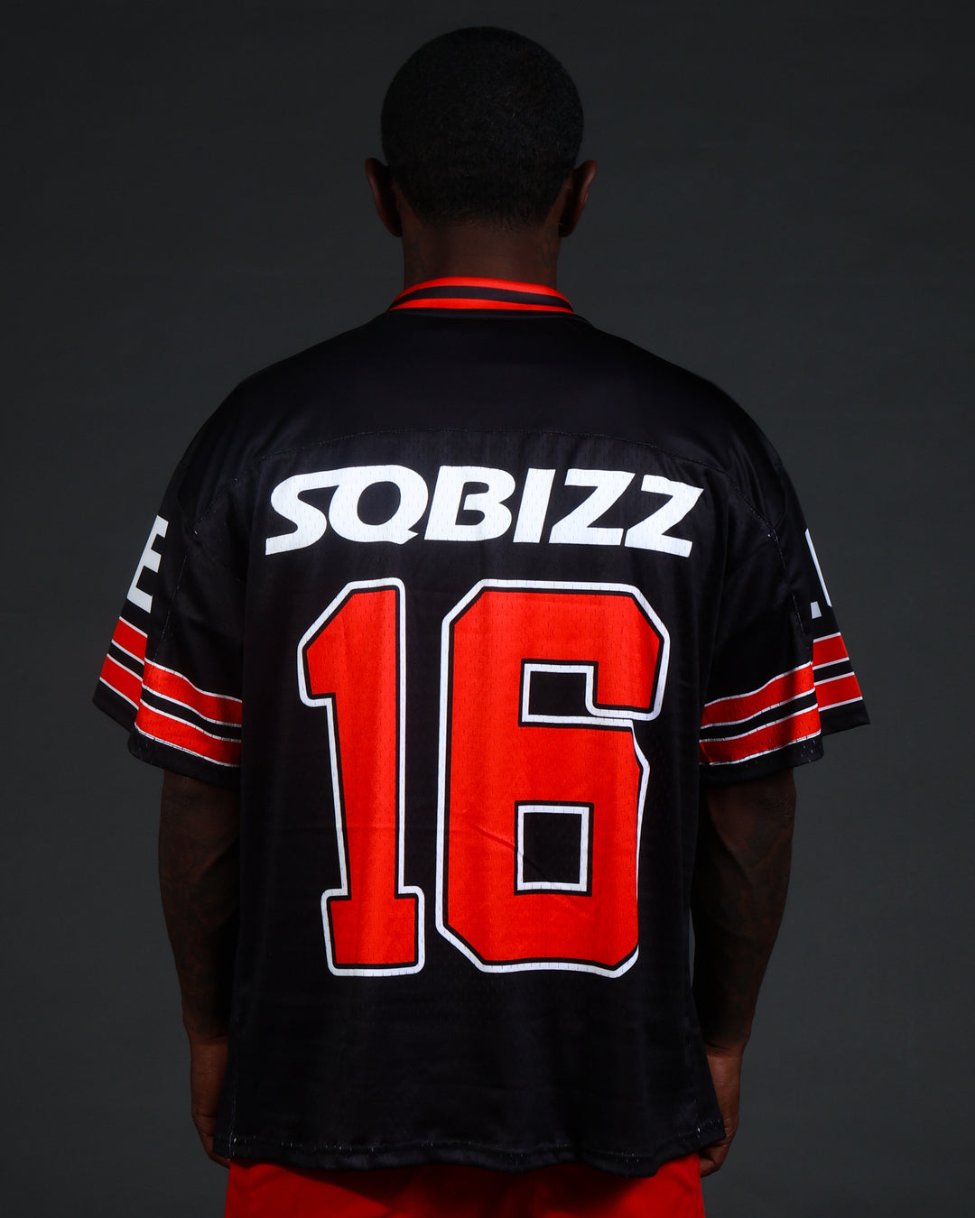 Retro Football Jersey in Black/Red/White