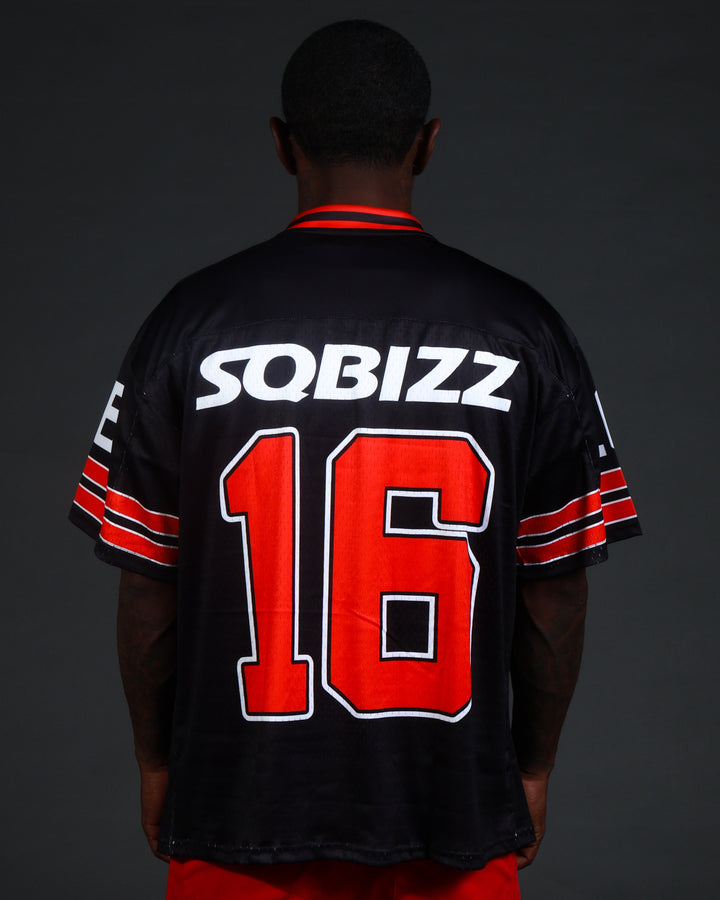 Retro Football Jersey in Black/Red/White