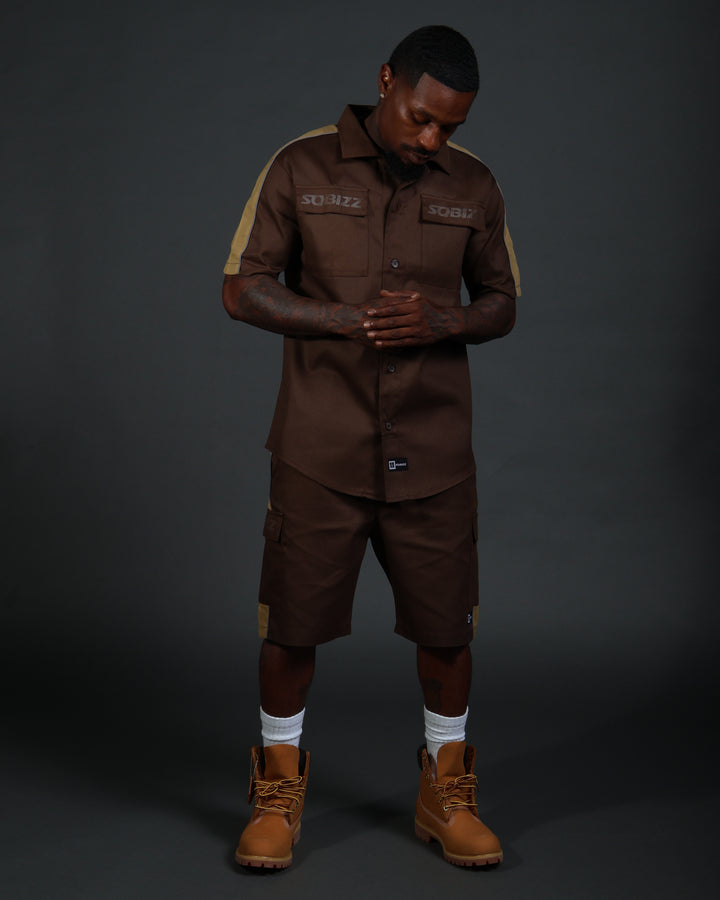 V2 Hussle Shirt in Brown/Khaki