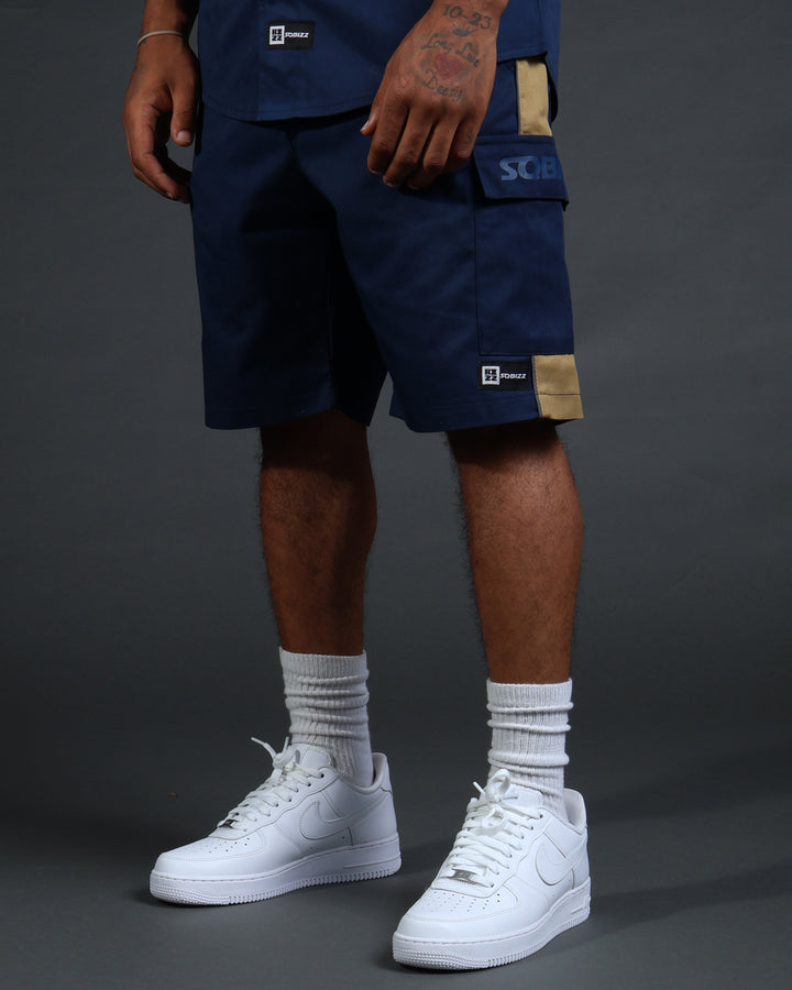 V2 Hussle Shorts in Navy/Khaki