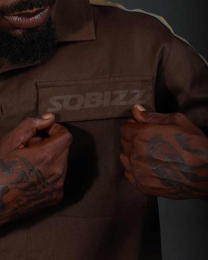 V2 Hussle Shirt in Brown/Khaki