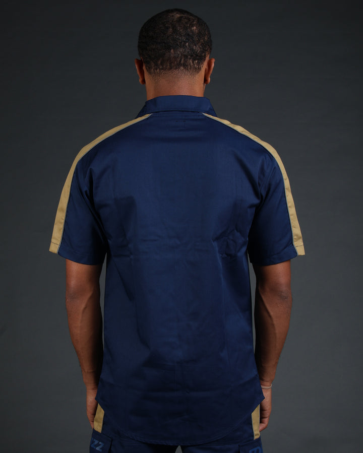 V2 Hussle Shirt in Navy/Khaki