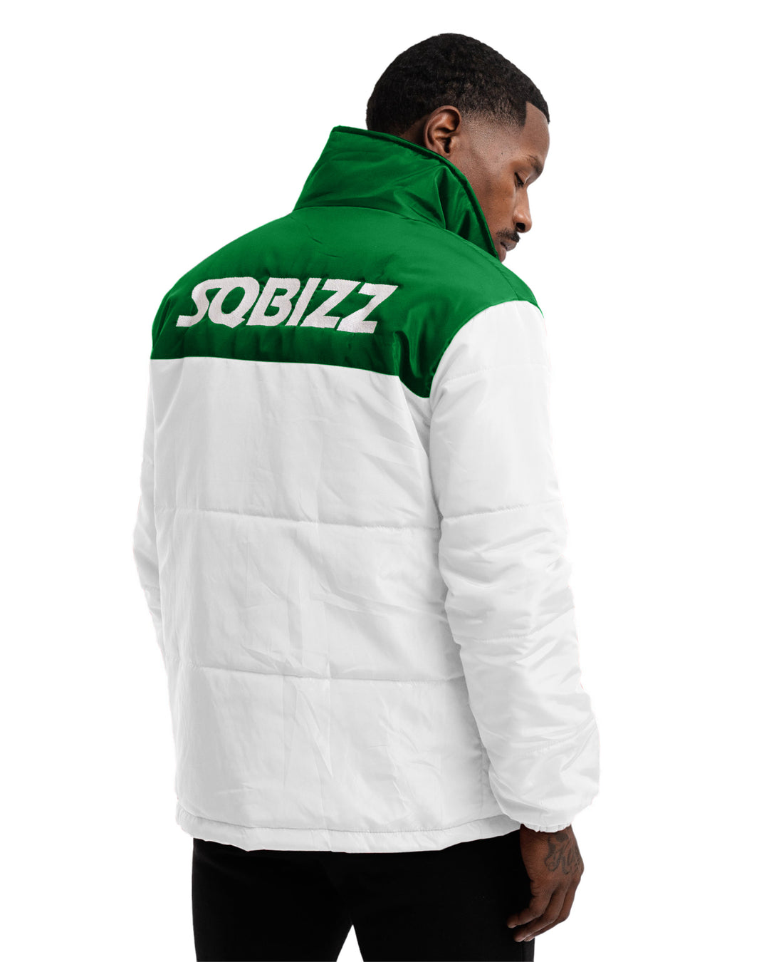 Club Puffer Jacket In White/Green