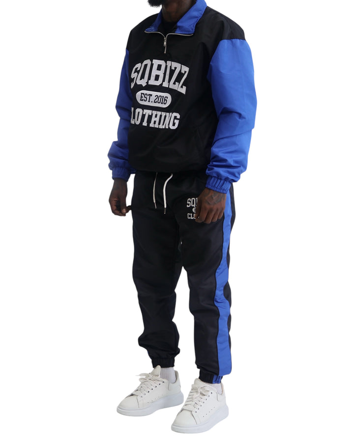 Club Windbreaker Set in Black/Royal/White