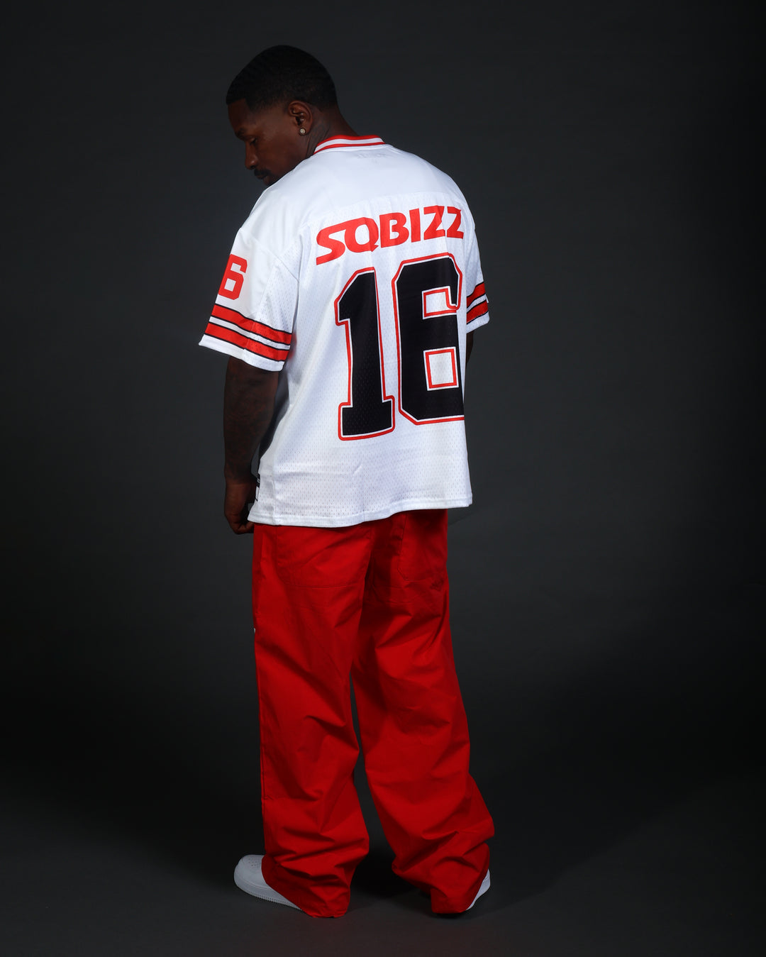 Retro Football Jersey in White/Red/Black