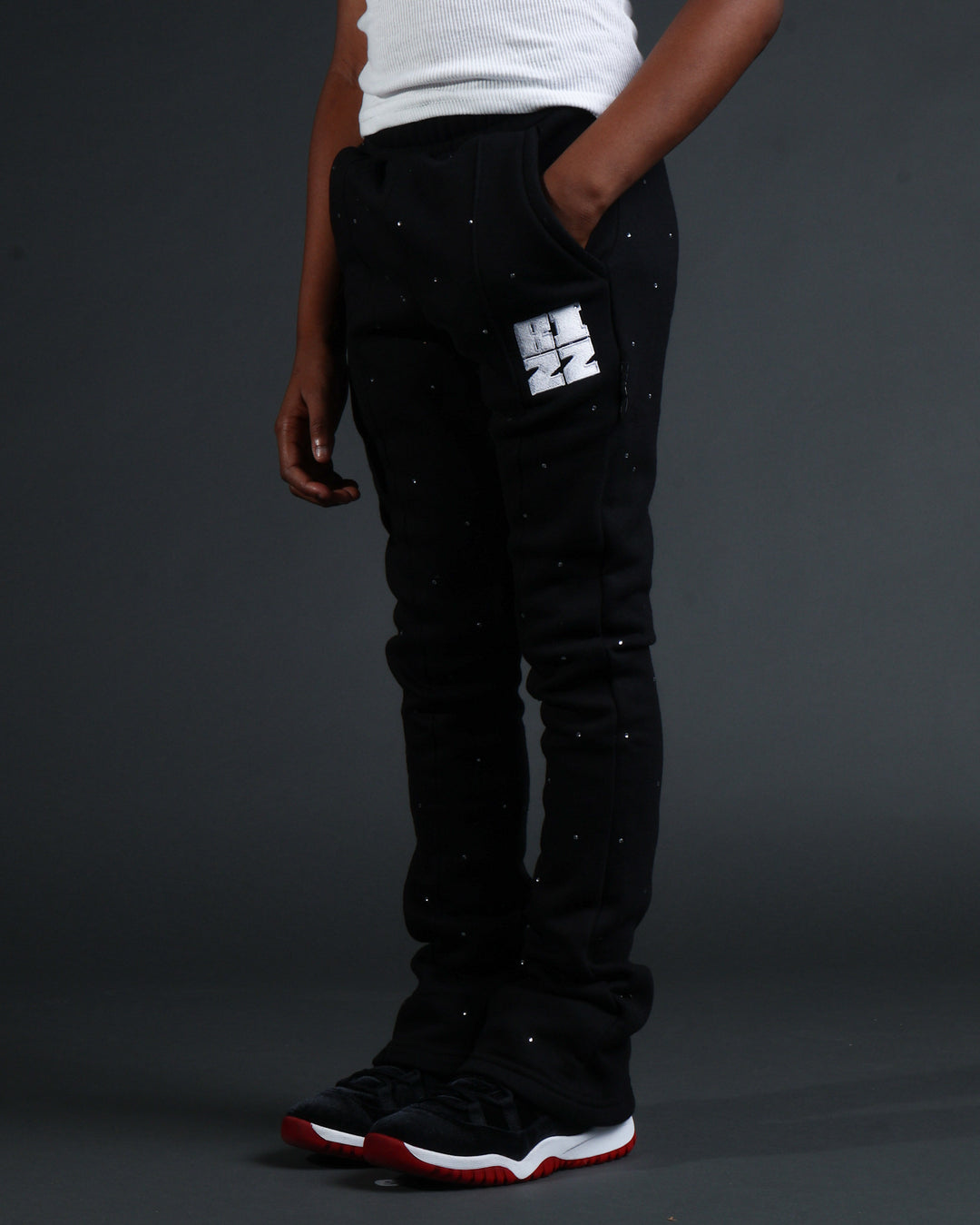 Kids Stud StackJaxx Pants in Black/White