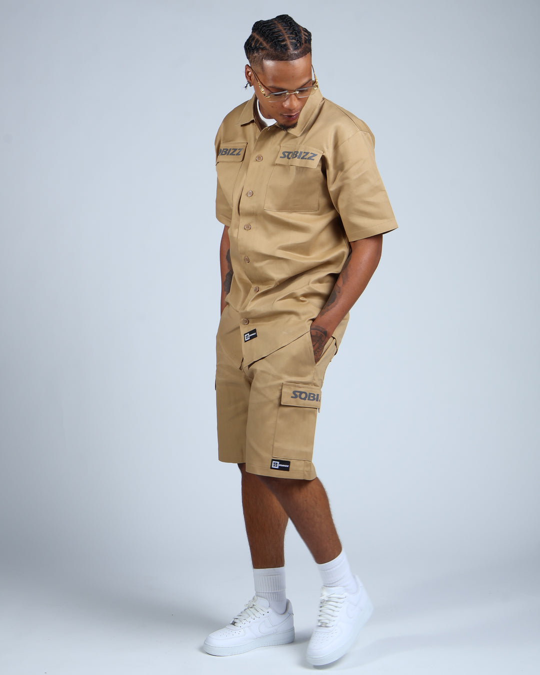 Hussle Work Shorts in Khaki