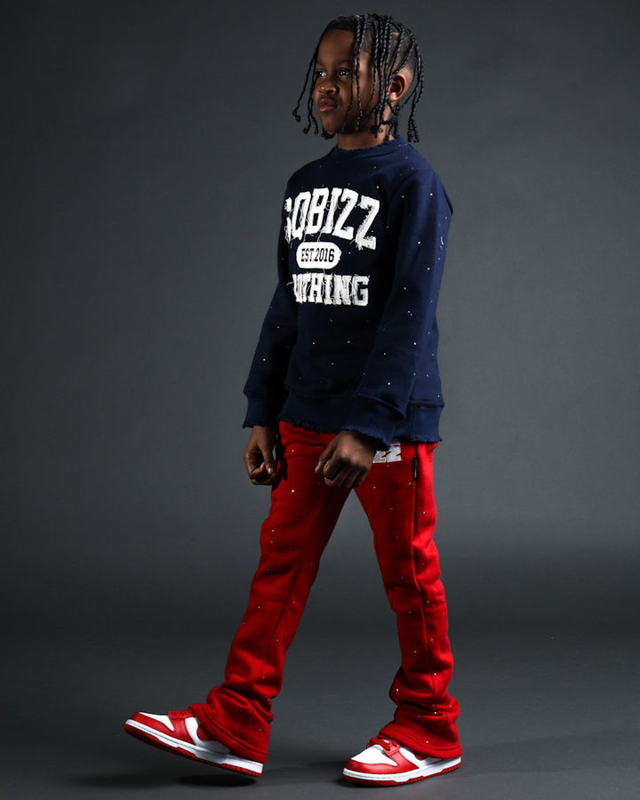 Kids Stud Sweater in Navy/White