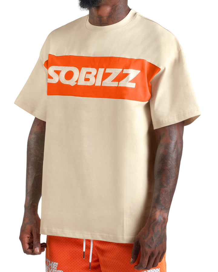 Ace Tee in Cream/Orange