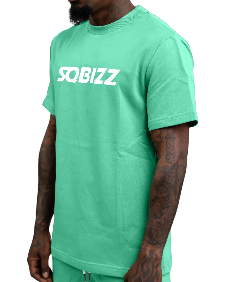 Centre Tee in Mint Green/White