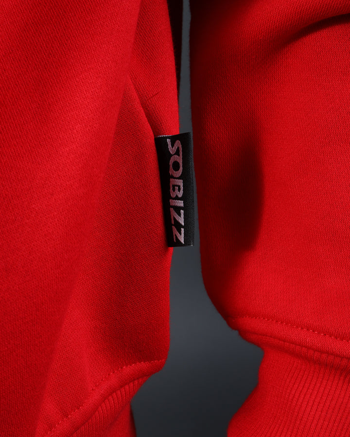 Bizz Zip Hoodie in Red/White