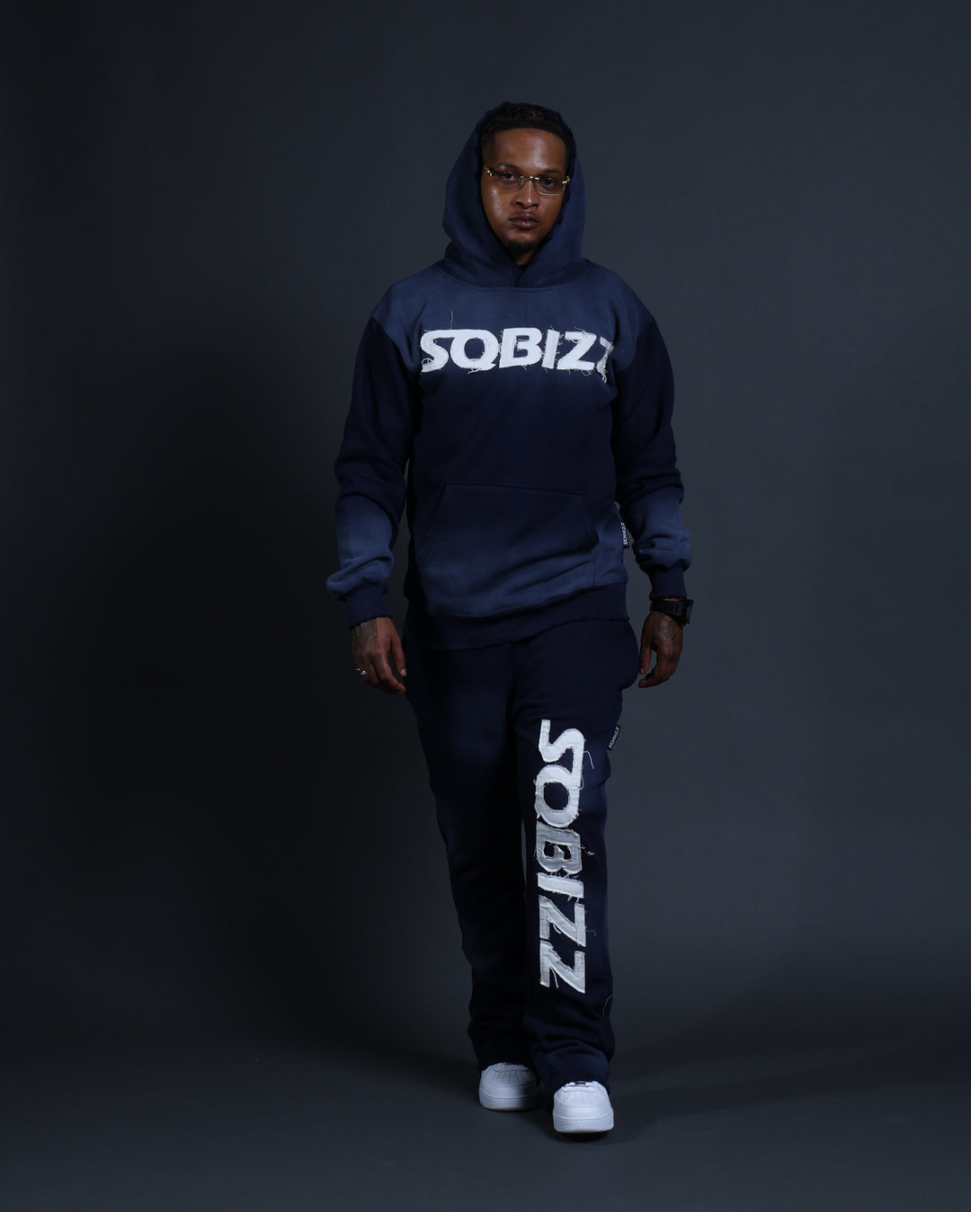 Summit Sweatpants in Navy/White
