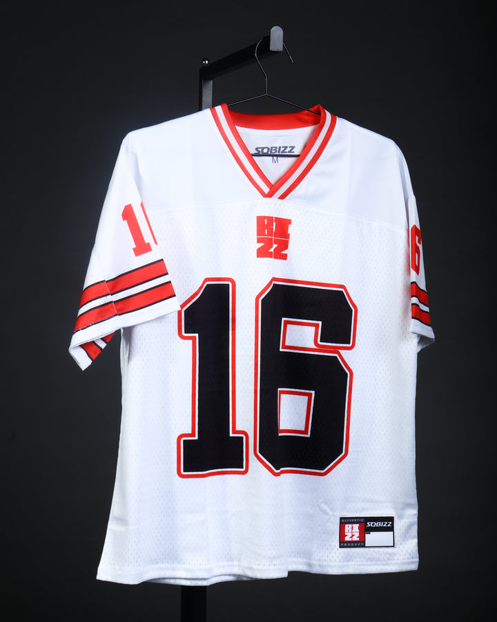 Retro Football Jersey in White/Red/Black