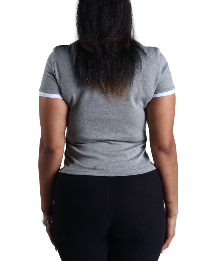 Women Ringer Tee in Grey/White