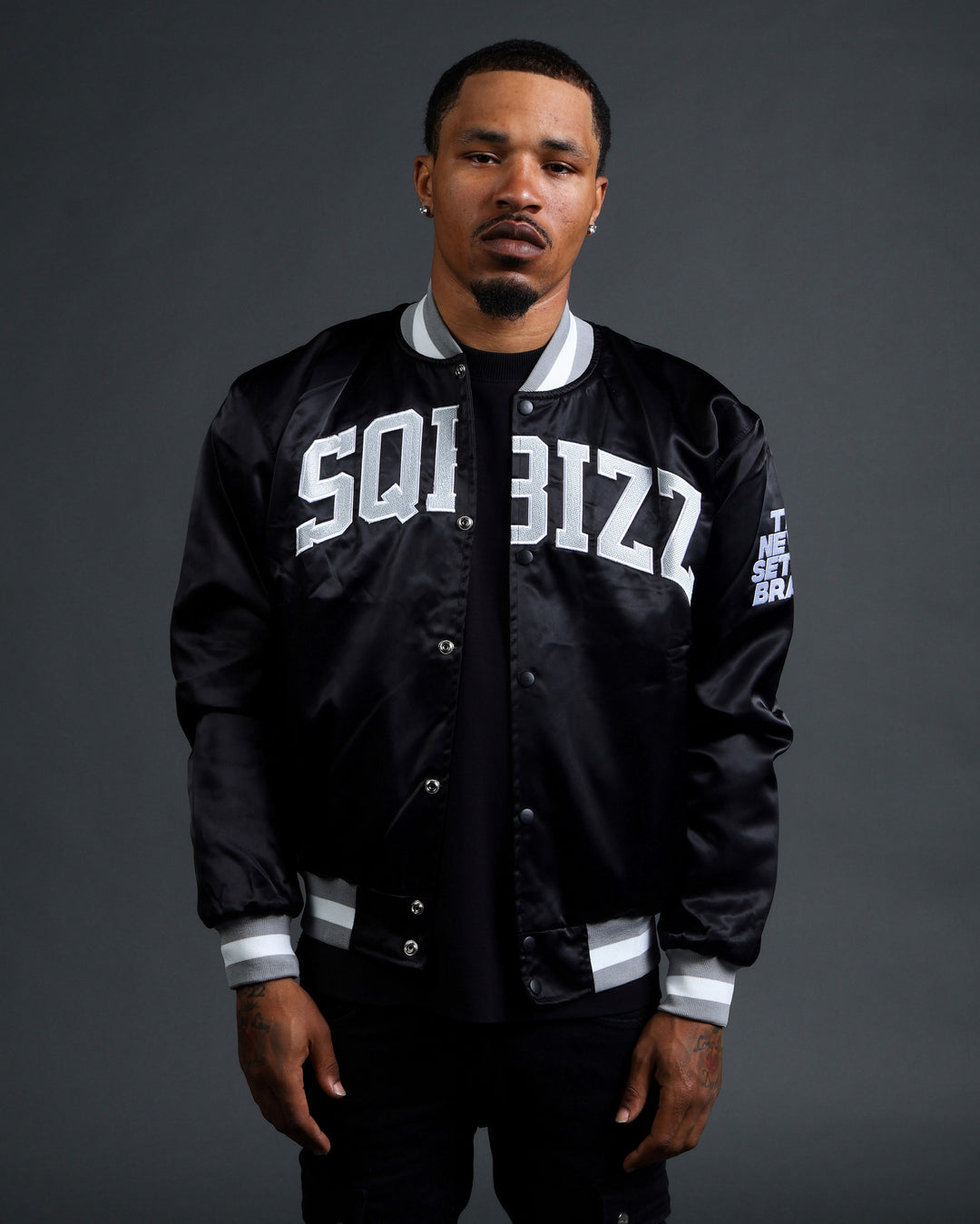 Arch Bomber Jacket in Black/Grey/White