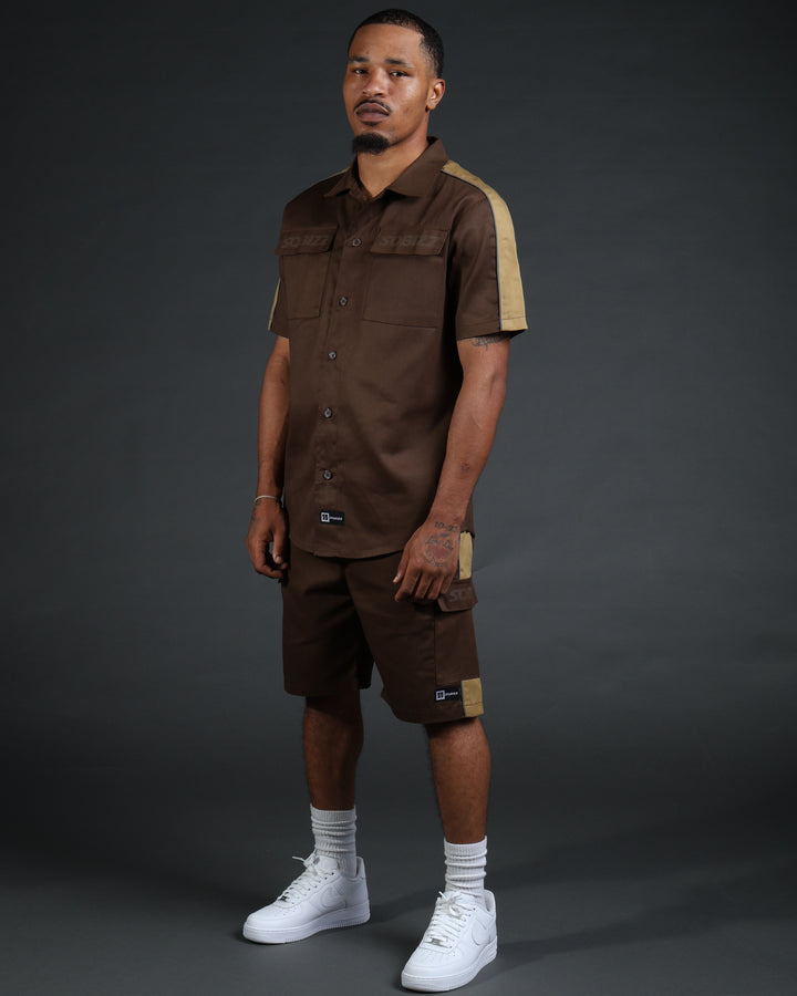 V2 Hussle Shirt in Brown/Khaki