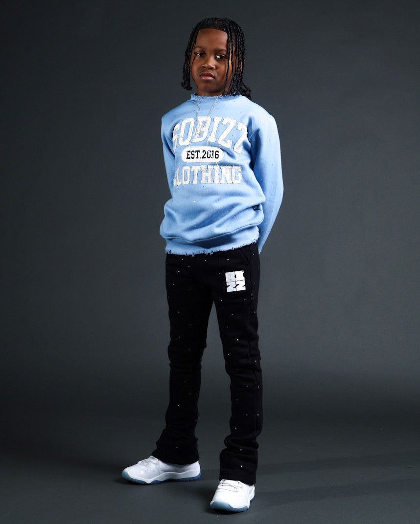 Kids Stud Sweater in Babyblue/White