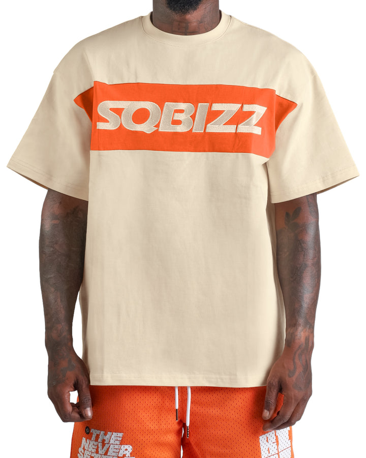 Ace Tee in Cream/Orange