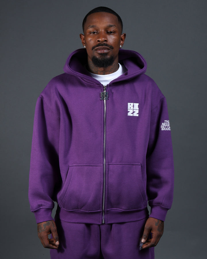 Bizz Zip Hoodie in Purple/White