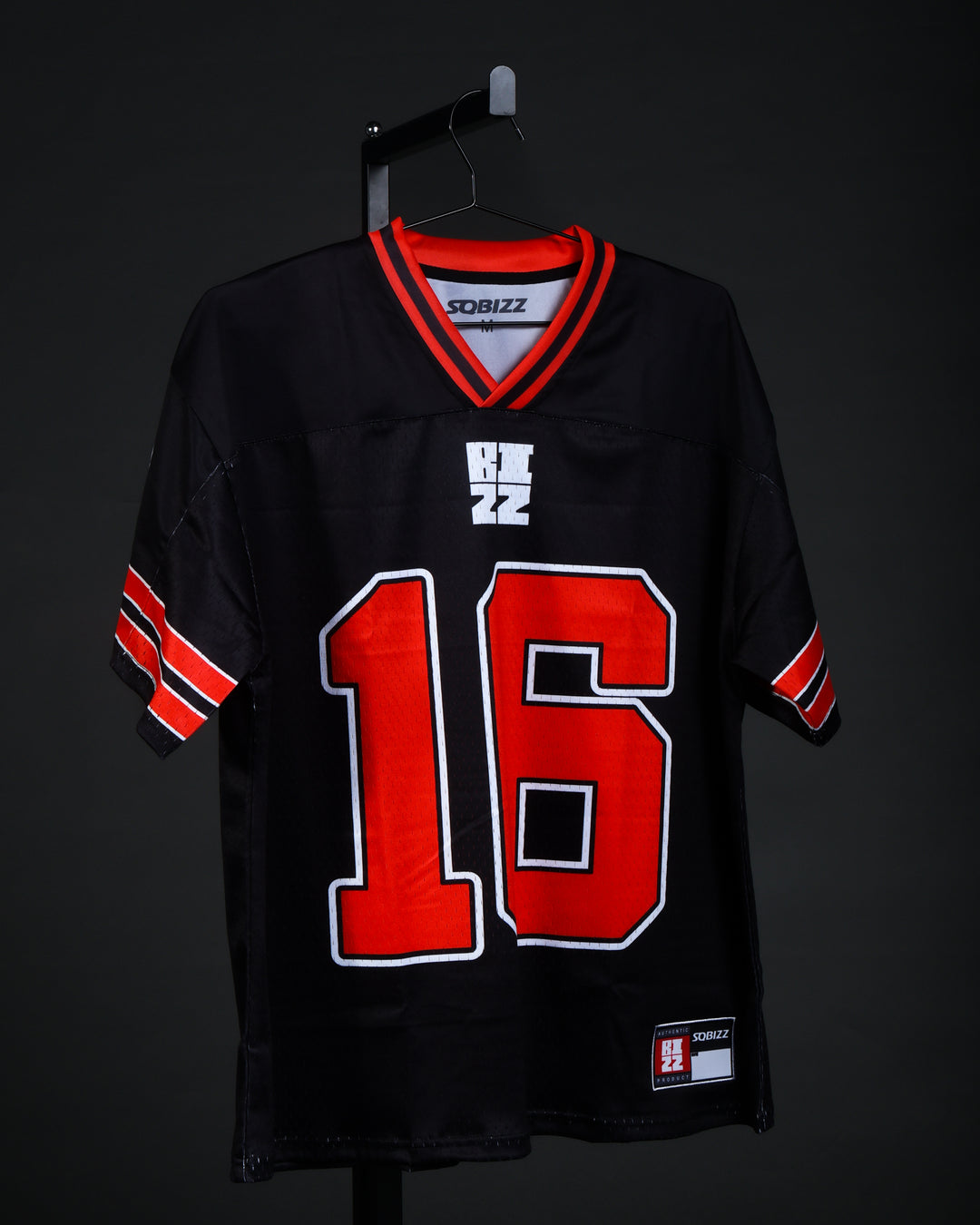 Retro Football Jersey in Black/Red/White