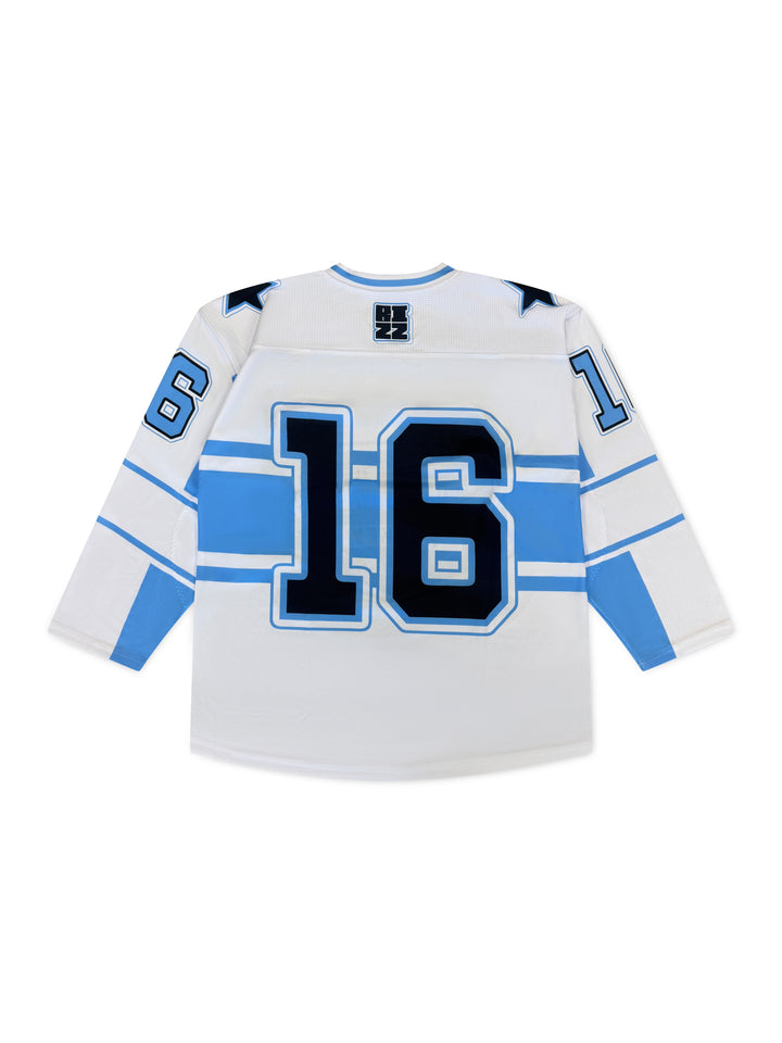 Hockey Jersey in White/Babyblue/Black