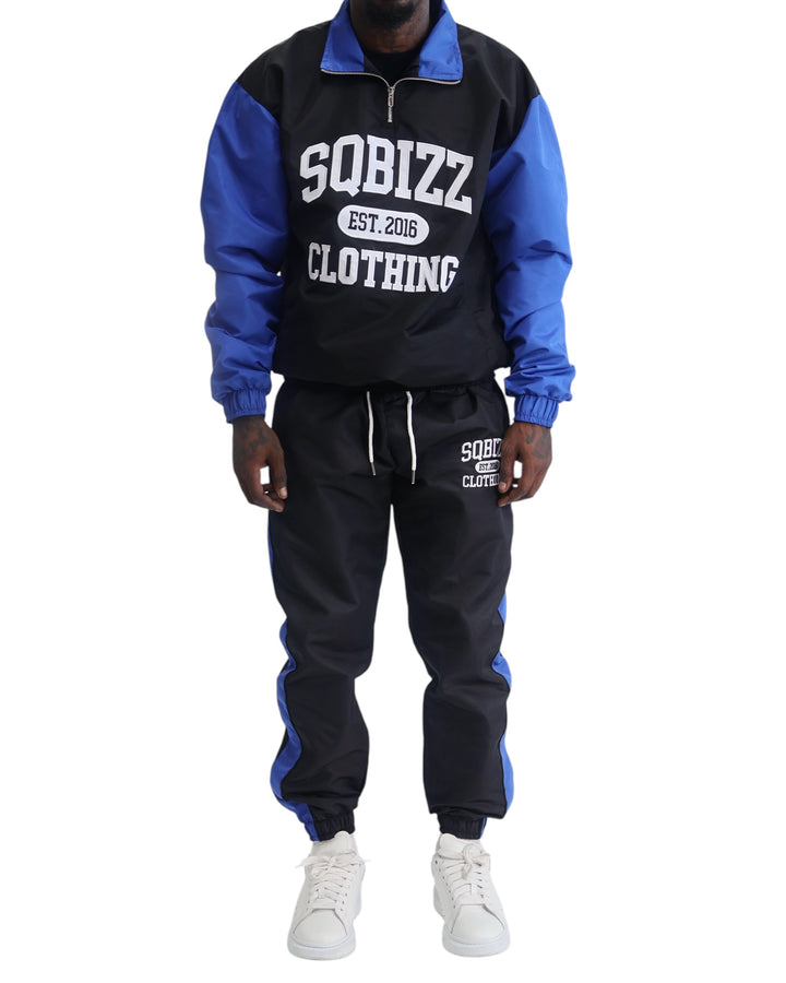 Club Windbreaker Set in Black/Royal/White