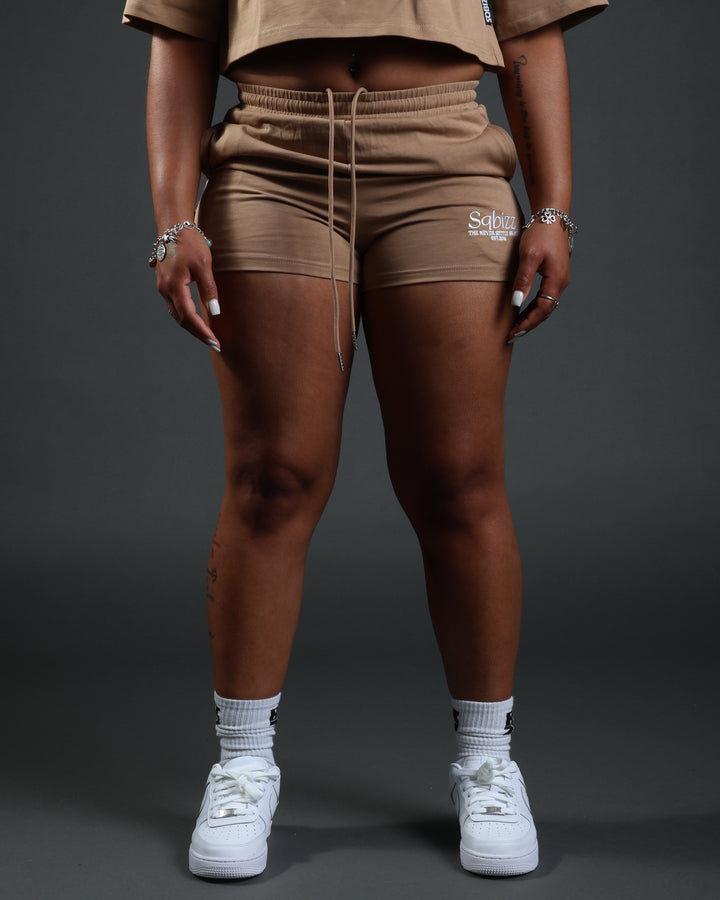 Women Prestige Shorts in Tan/White