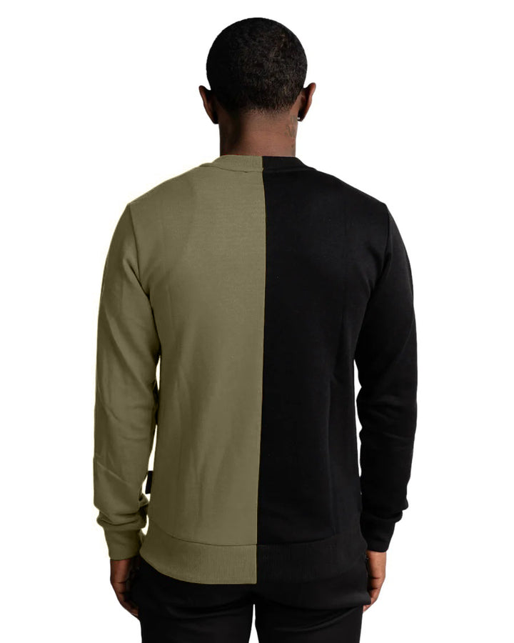 Split Sweater in Black/Olive