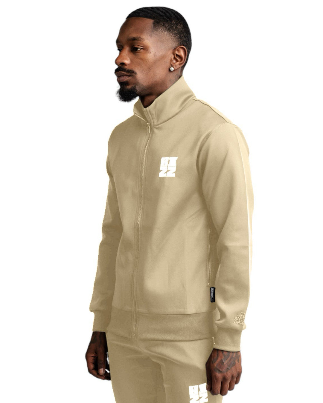 Bizz Track Jacket in Cream/White