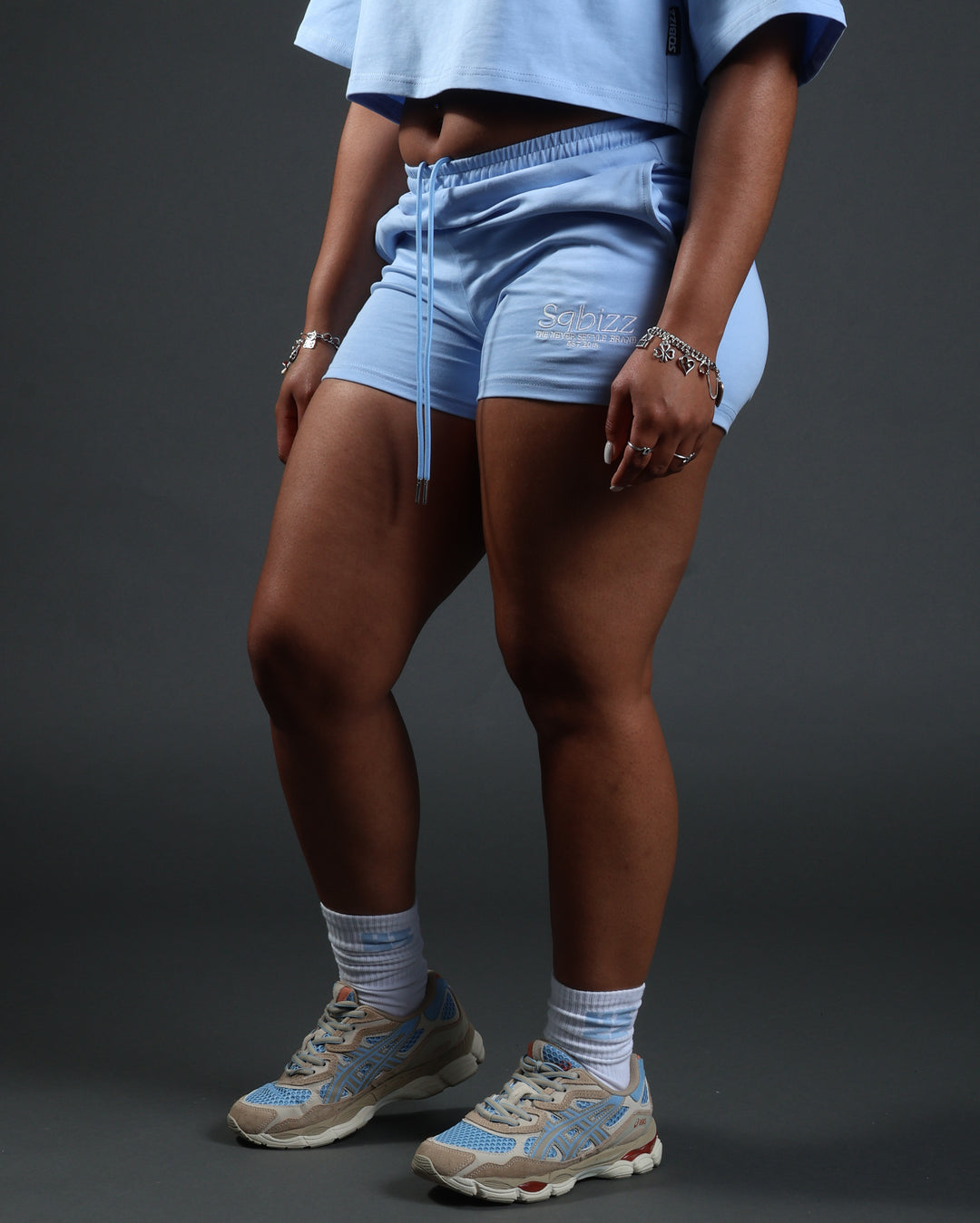 Women Prestige Shorts in Babyblue/White