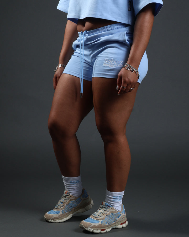 Women Prestige Shorts in Babyblue/White