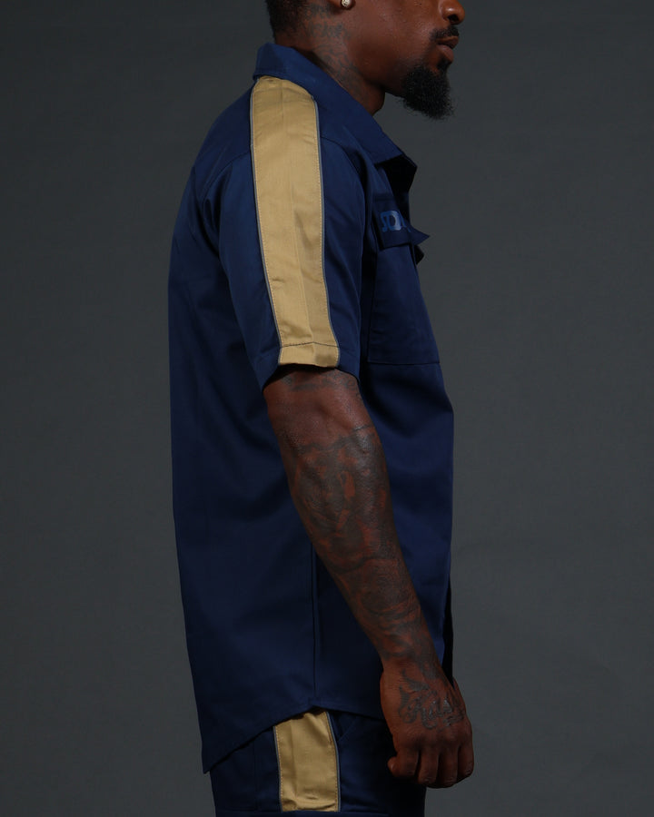 V2 Hussle Shirt in Navy/Khaki