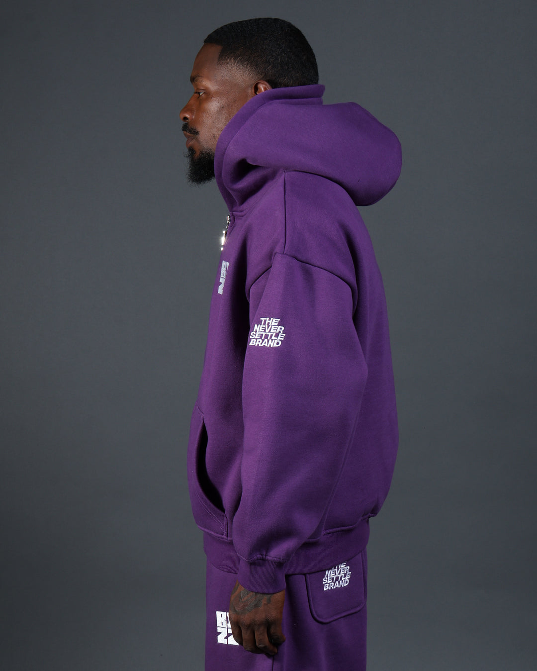 Bizz Zip Hoodie in Purple/White